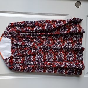 Red, multi-colored Loft blouse.